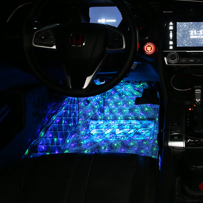 DX4 Cigarette Lighter 4-LEDs Car Footwell Light Strip Music Sound-activated Car Interior Atmosphere Light