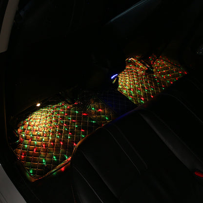 DX4U 4-LEDs USB Port Car Footwell Light Strip Sound-activated 8 Colors Atmosphere Light