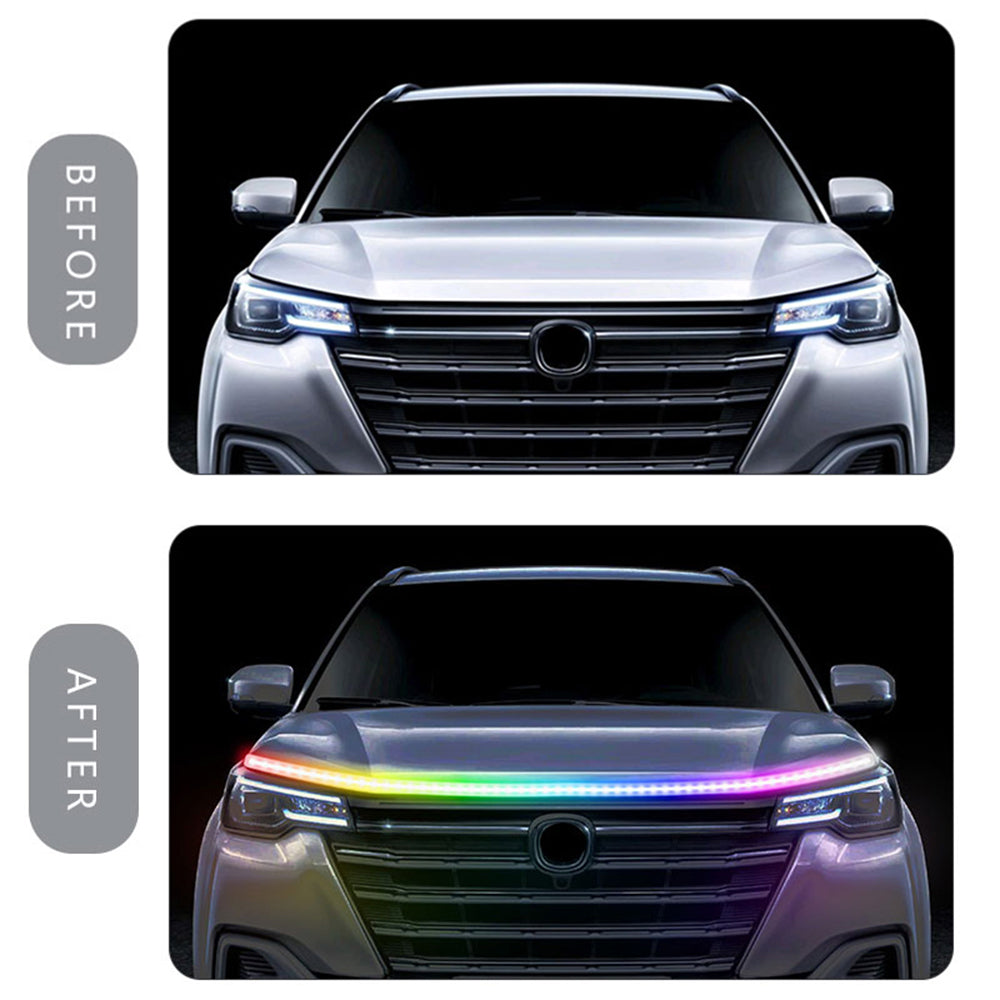 JG02 120cm Car LED Hood Light Strip Phantom Car Exterior Decorative Glow Lights Daytime Running Light Strip