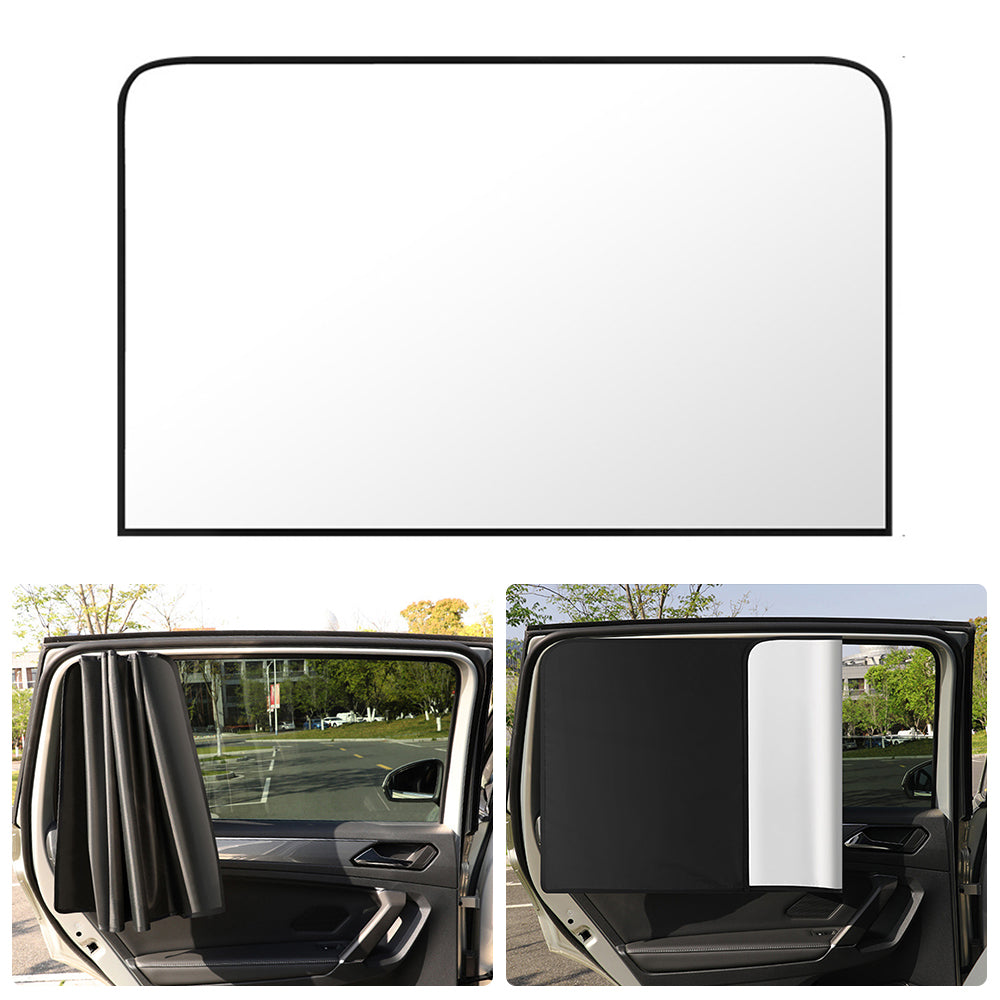 Magnetic Car Sunshade Titanium Silver Cloth Rear Side Window Sun Shade UV Protection Window Curtain, 80x50cm