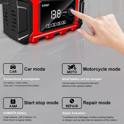 E-FAST TK-360 12V / 6A Car Full Automatic Battery Charger Maintainer Trickle Charger Battery Desulfator