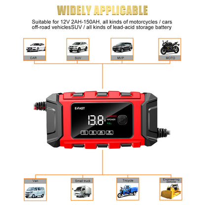 E-FAST TK-360 12V / 6A Car Full Automatic Battery Charger Maintainer Trickle Charger Battery Desulfator