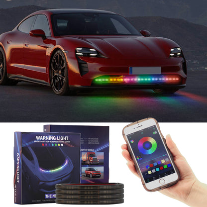 AR08 80cm Car Front Bumper Grille Bluetooth RGB Decorative Lamp 5050 LED DRL Light Strip with Remote Control