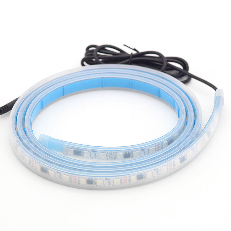 G18 1.8m 12V Flexible Car Hood Glow Headlight Strip Multicolor Waterproof Car Warning Lights with Remote Control