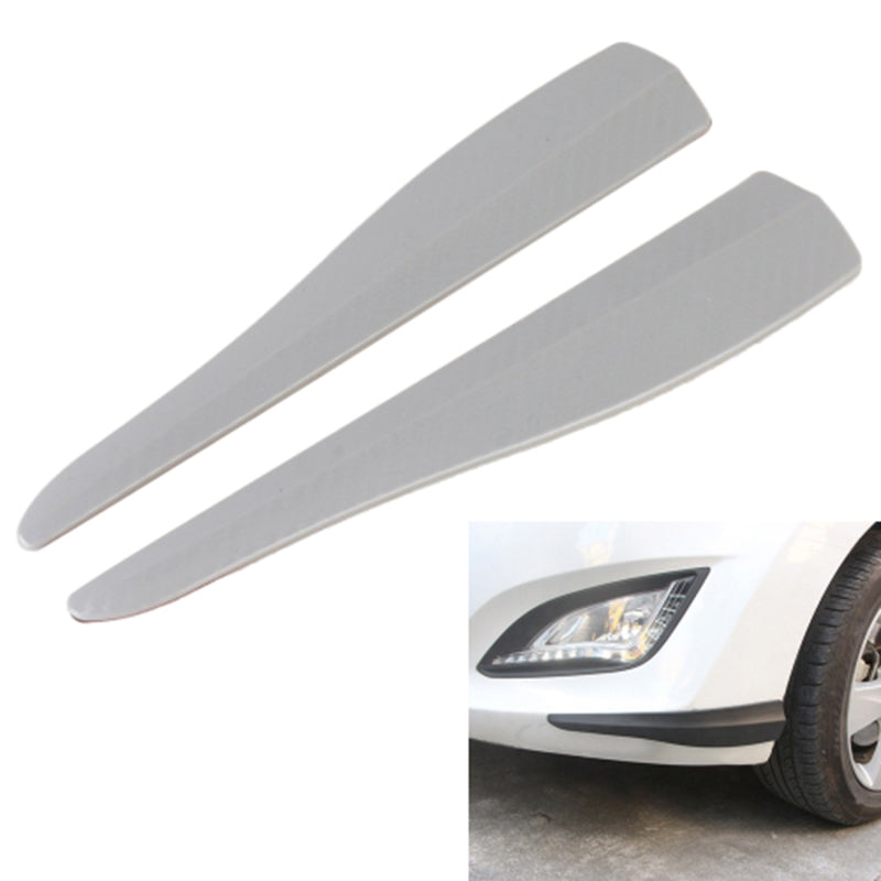 1 Pair Car Front Bumper Protective Strips Carbon Fiber Texture Anti-Collision Adhesive Silicone Strips, Size S