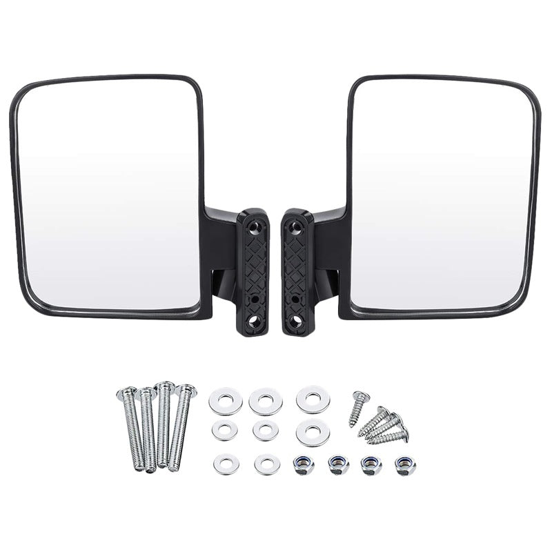 SF-GEF-01 One Pair Golf Cart Side Mirror Rear View Mirror Kit with Installation Screws