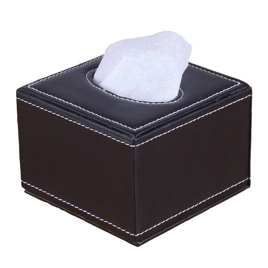 Tissue Box Cover Square Modern Leather Facial Tissue Dispenser Box Holder for Home Office Desktop, Car