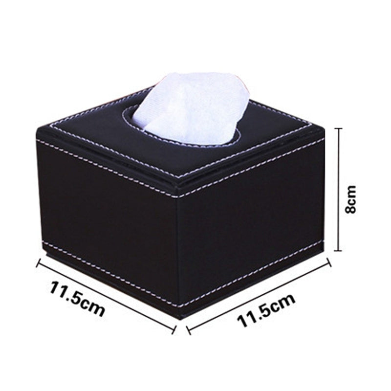 Tissue Box Cover Square Modern Leather Facial Tissue Dispenser Box Holder for Home Office Desktop, Car