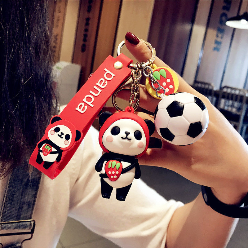 Cute Panda Soccer Pendant Car Key Keychain Bag Pendant Hanging Ornament