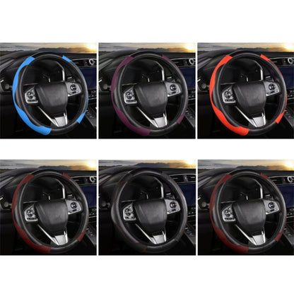 38cm Carbon Fiber Texture Car Steering Wheel Cover Leather Anti-skid Steering Wheel Sleeve