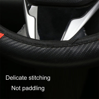 38cm Carbon Fiber Texture Car Steering Wheel Cover Leather Anti-skid Steering Wheel Sleeve