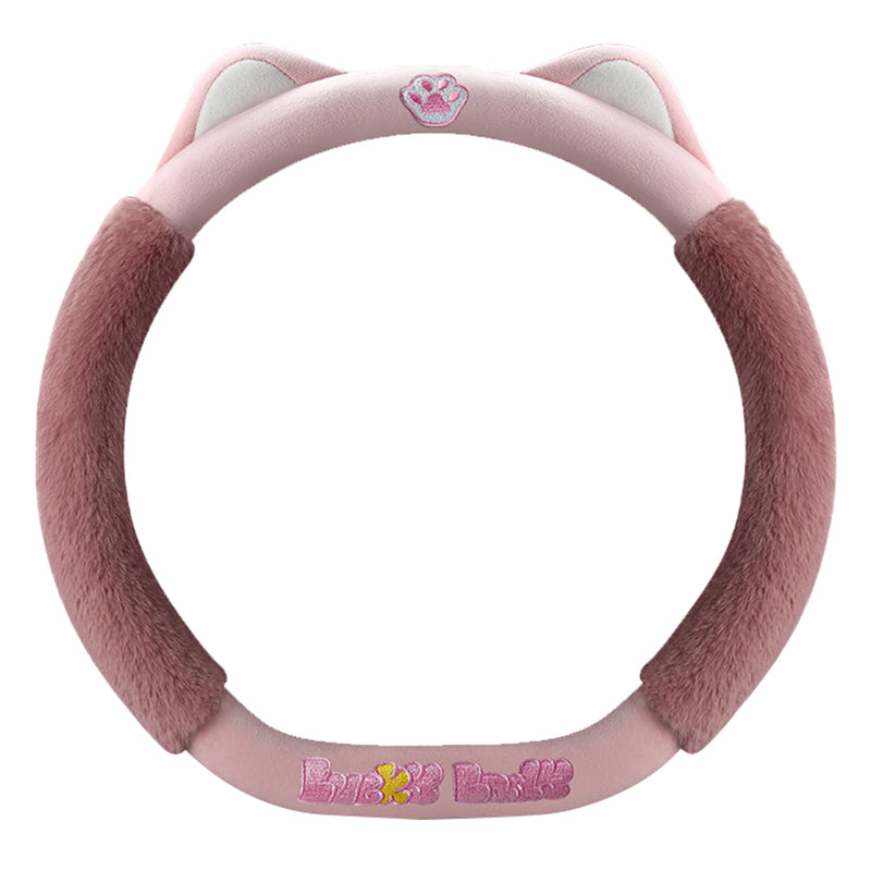 38cm Plush Steering Wheel Cover Cute Cat Non-Slip Car Steering Wheel Protector for Winter Warm