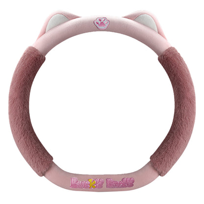 38cm Plush Steering Wheel Cover Cute Cat Non-Slip Car Steering Wheel Protector for Winter Warm