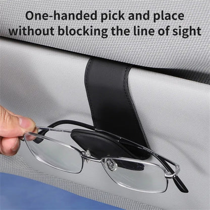 Car Sun Visor Sunglasses Holder Magnetic Microfiber Leather Glasses Eyeglass Hanger for Ticket, Card, Bill