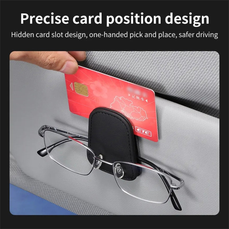 Car Sun Visor Sunglasses Holder Magnetic Microfiber Leather Glasses Eyeglass Hanger for Ticket, Card, Bill