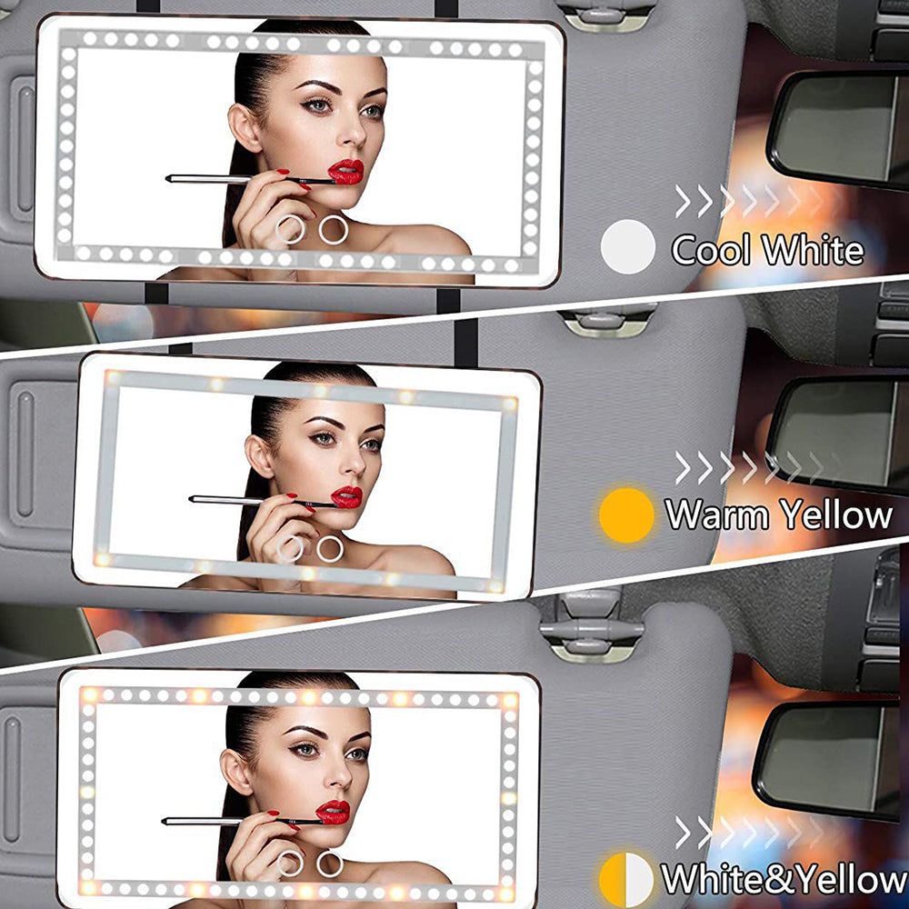 Car Sun Visor Mirror USB Rechargeable Cosmetic Makeup Mirror Touch Screen with 3 Light Modes