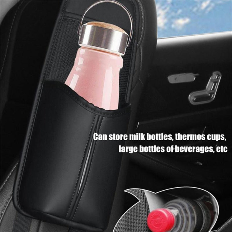 Car Seat Side Nappa Leather Water Bottle Bag Tissue Paper Phone Storage Bag