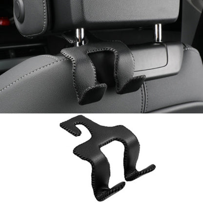 Dual Hook Design Car Seat Back Hanging Hook Stainless Steel + PU Leather Car Seat Headrest Hook Phone Holder