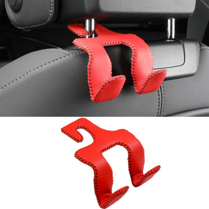 Dual Hook Design Car Seat Back Hanging Hook Stainless Steel + PU Leather Car Seat Headrest Hook Phone Holder