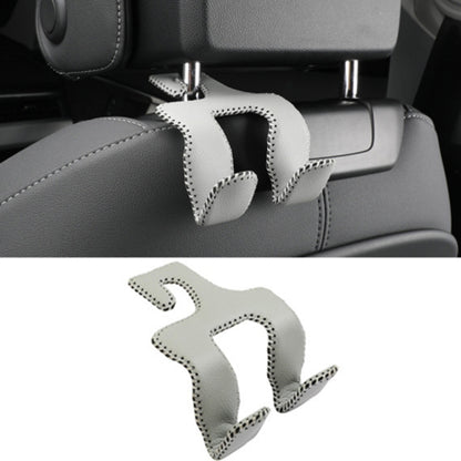 Dual Hook Design Car Seat Back Hanging Hook Stainless Steel + PU Leather Car Seat Headrest Hook Phone Holder