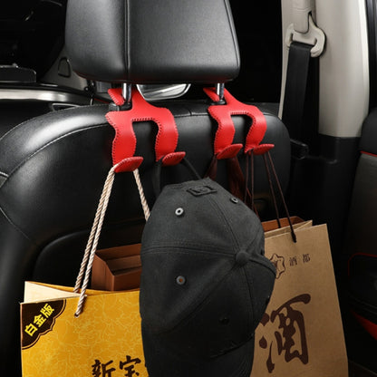 Dual Hook Design Car Seat Back Hanging Hook Stainless Steel + PU Leather Car Seat Headrest Hook Phone Holder