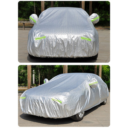 Car Cover Waterproof All Weather Rain Sun UV Protection Aluminum Foil Cover with Reflective Strips / Storage Bag