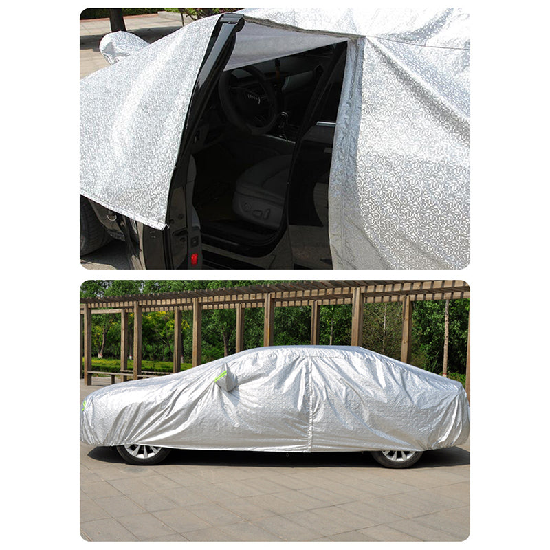 Car Cover Waterproof All Weather Rain Sun UV Protection Aluminum Foil Cover with Reflective Strips / Storage Bag