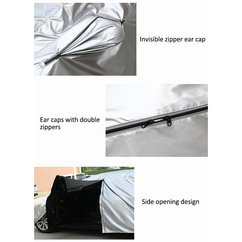 Full Car Cover Outdoor Waterproof All Weather Aluminum Foil Car Cover with Storage Bag