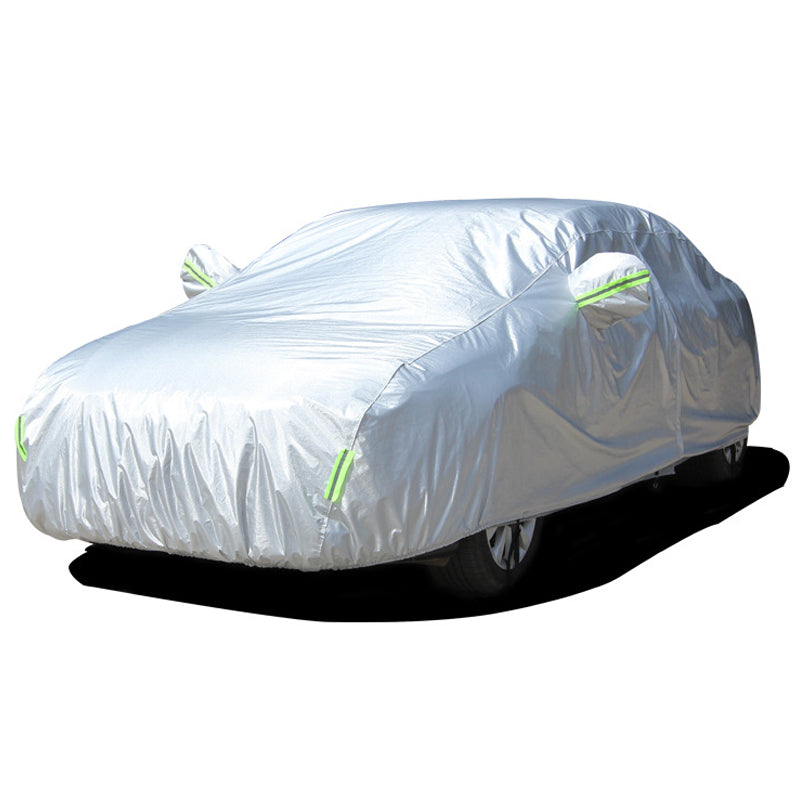 004 Outdoor Car Cover Sun Protection Snowproof Aluminum Foil Car Tarp with Reflective Strips / Storage Bag