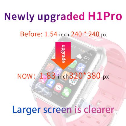 H1PRO 1.83 Large Screen Smart Phone Watch 4G Dual Camera Kids Watch 2+16G