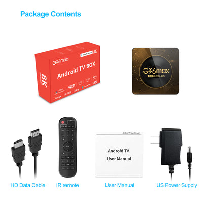 G96max Android 13.0 4+32GB 8K Ultra HD Smart TV Box WiFi 6 Bluetooth Remote Control TV Box (CE Certified)