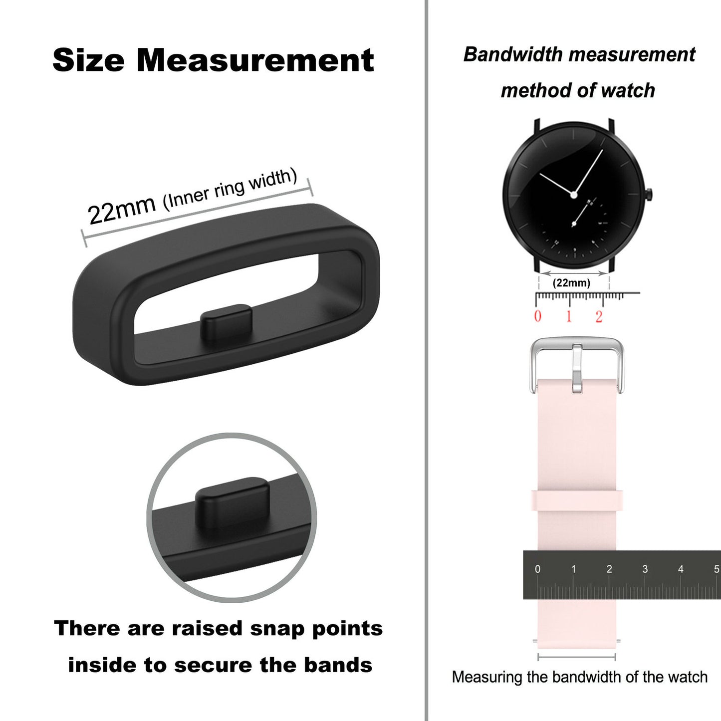 Fastener Ring for 22mm Width Watch Band, Silicone Watch Band Strap Loop Watch Holder Keeper