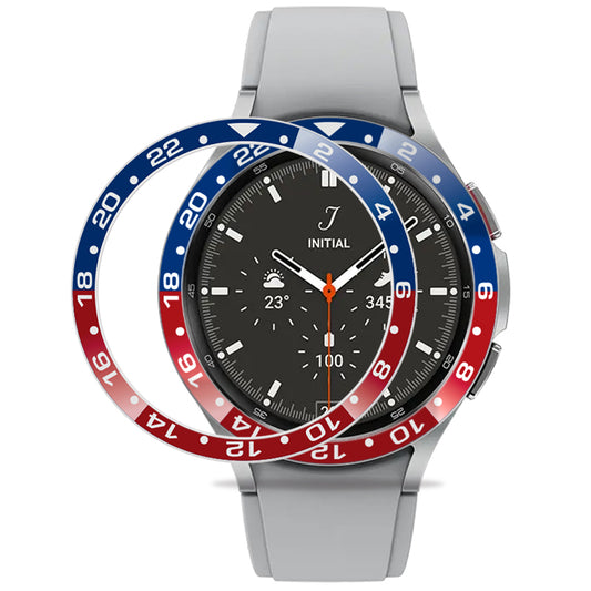 For Samsung Galaxy Watch4 Classic 46mm Bezel Ring Dual-color Metal Watch Bezel Adhesive Frame Ring Cover (Type B)