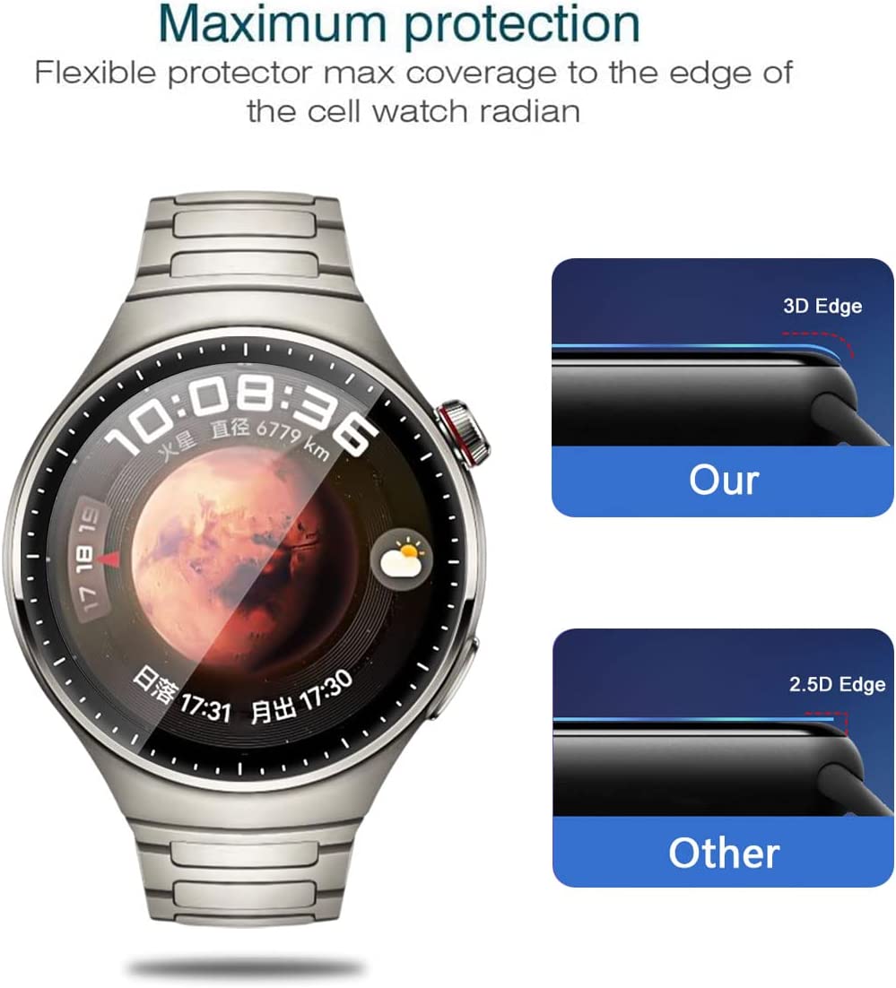 Screen Protector For Huawei Watch 4 Pro , 3D Curved Anti-Scratch PET Clear Film