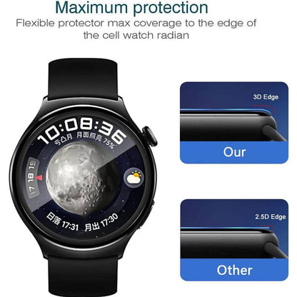 1Pc 3D PET Screen Protector for Huawei Watch 4 , Black Edge HD Clarity Watch Screen Film