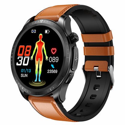 E420 1.39-inch Smart Bracelet Waterproof Fitness Watch ECG + PPG Health Watch with Heart Rate Monitoring, Leather Strap