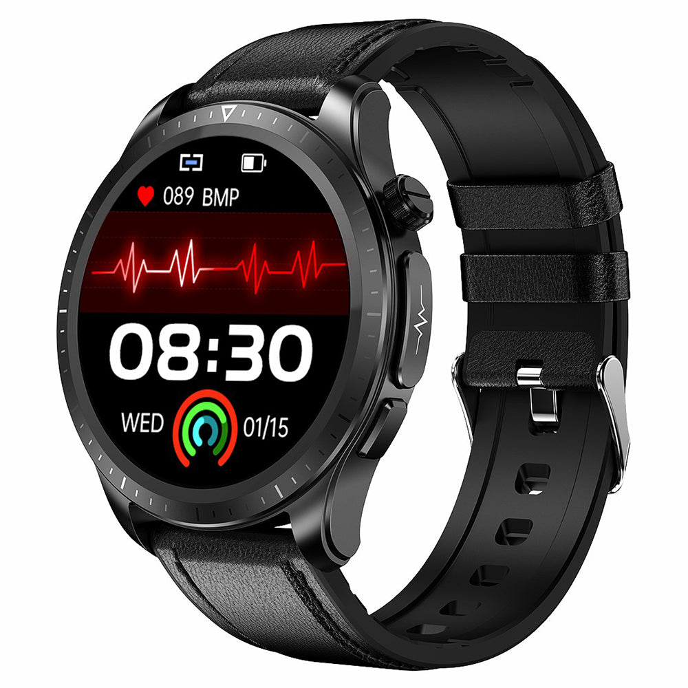 E420 1.39-inch Smart Bracelet Waterproof Fitness Watch ECG + PPG Health Watch with Heart Rate Monitoring, Leather Strap