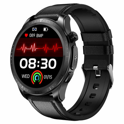 E420 1.39-inch Smart Bracelet Waterproof Fitness Watch ECG + PPG Health Watch with Heart Rate Monitoring, Leather Strap