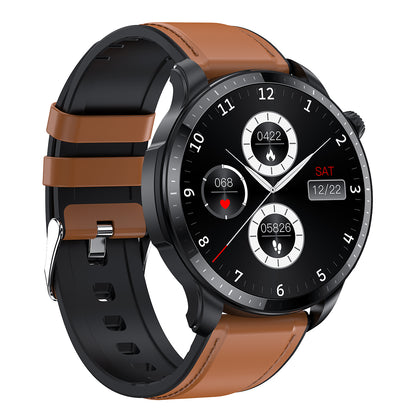 T52 IP67 Waterproof Dual Mode Intelligent Bluetooth Calling 1.39-inch Touch Screen Smart Watch, Leather Strap