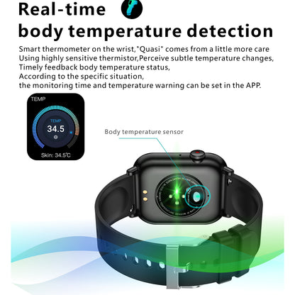 M2 1.96 inch HD Screen Smart Watch Bluetooth Call Sports Bracelet with Temperature Heart Rate Monitoring