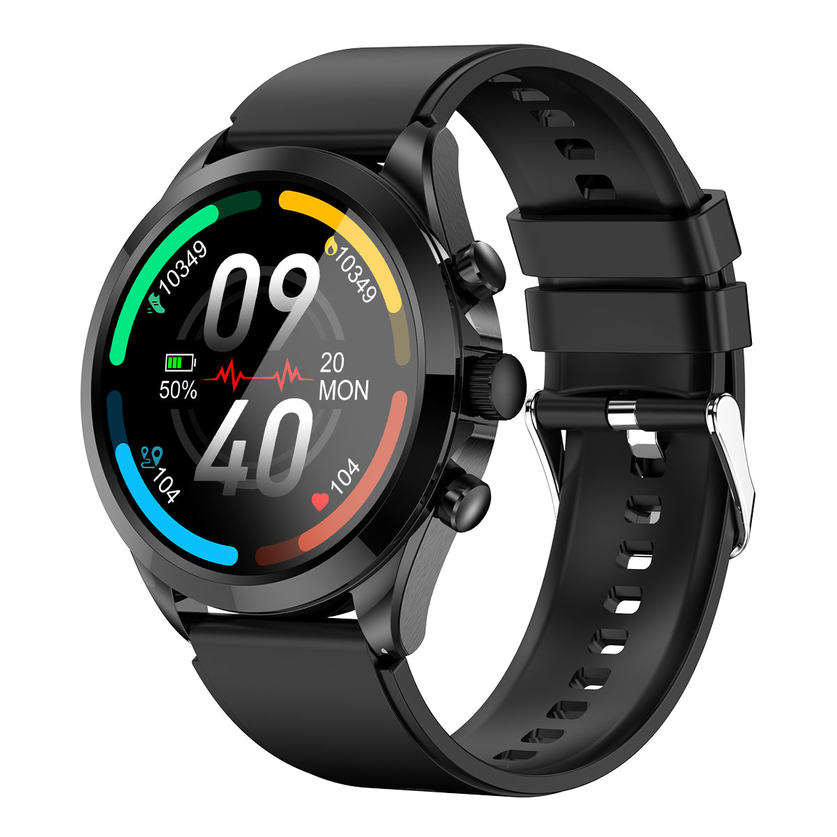 ET440 Smart Watch ECG HRV Body Temperature Monitor Bluetooth Call Voice Assistant Fitness Bracelet, Silicone Strap