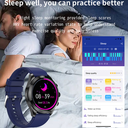 ET440 Smart Watch ECG HRV Body Temperature Monitor Bluetooth Call Voice Assistant Fitness Bracelet, Silicone Strap