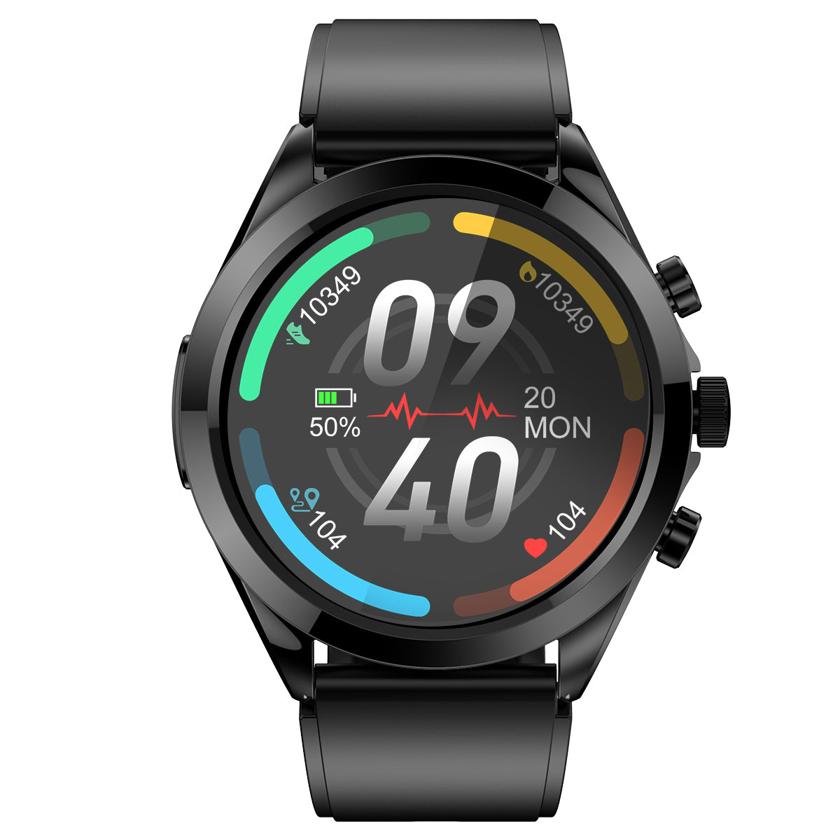 ET440 Smart Watch ECG HRV Body Temperature Monitor Bluetooth Call Voice Assistant Fitness Bracelet, Silicone Strap