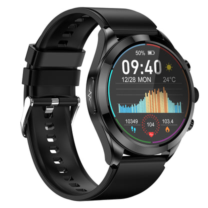 ET440 Smart Watch ECG HRV Body Temperature Monitor Bluetooth Call Voice Assistant Fitness Bracelet, Silicone Strap