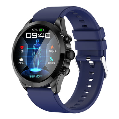 ET440 Smart Watch ECG HRV Body Temperature Monitor Bluetooth Call Voice Assistant Fitness Bracelet, Silicone Strap