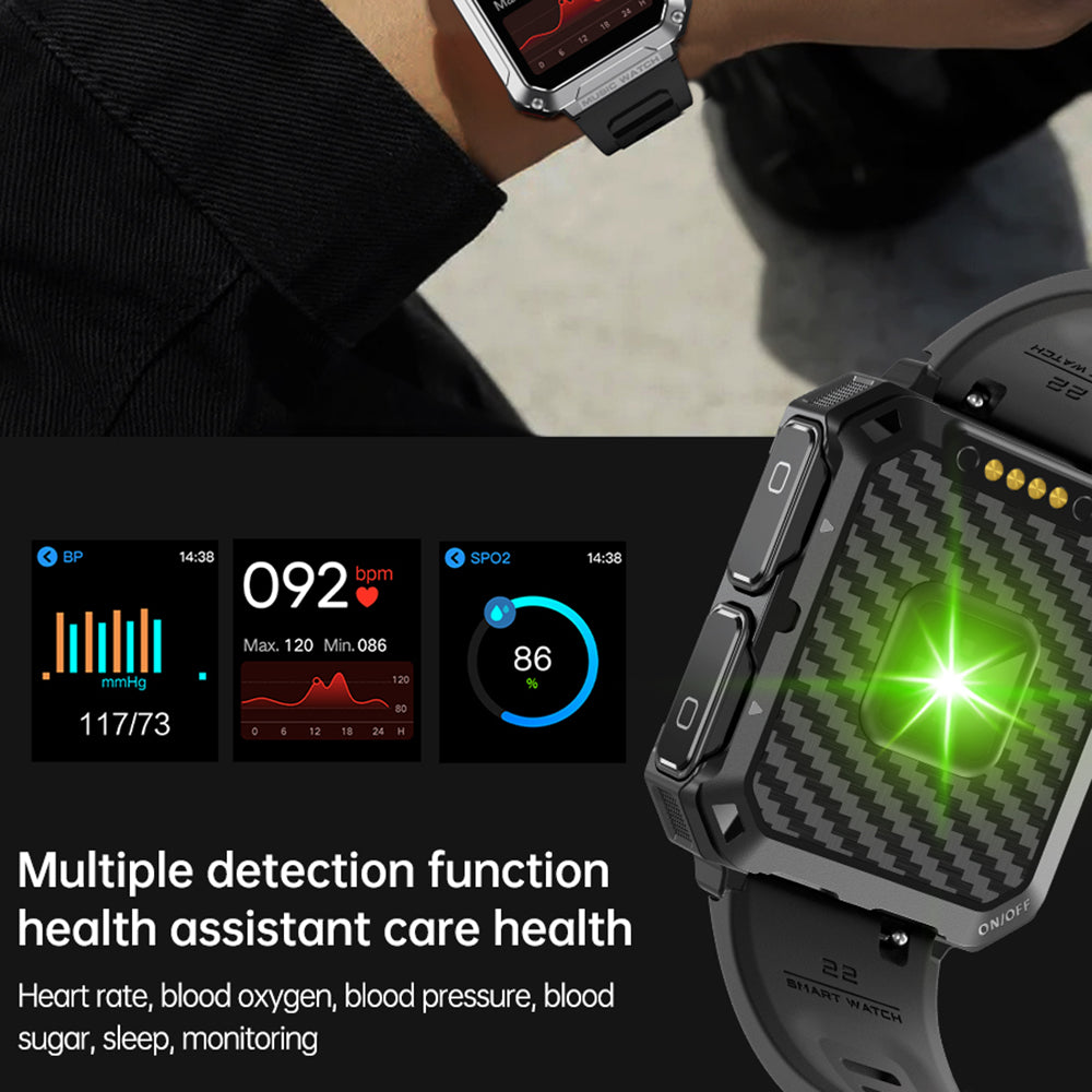 T93 Military Grade 1.96 HD Screen Sports Watch Local Music 4G Recording Bluetooth Call Smart Bracelet with Headset