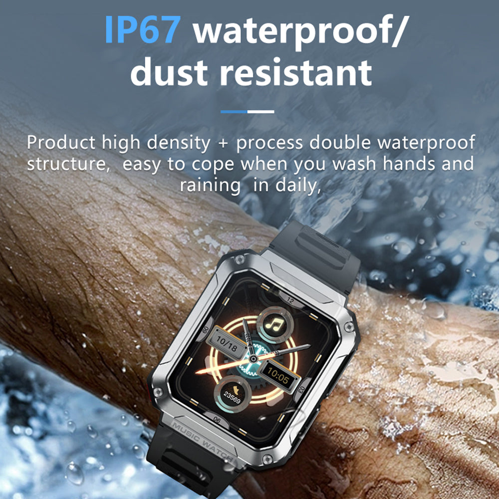 T93 Military Grade 1.96 HD Screen Sports Watch Local Music 4G Recording Bluetooth Call Smart Bracelet with Headset