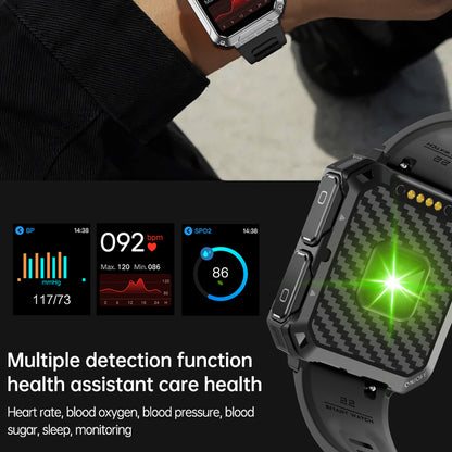 T93 Military Grade 1.96 HD Screen Sports Watch Local Music 4G Recording Bluetooth Call Smart Bracelet with Headset