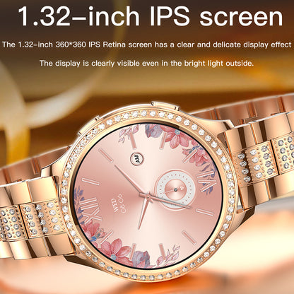 AK53 Steel Strap Women Menstrual Period Record Smart Watch Bluetooth Health Monitoring Sports Smart Bracelet