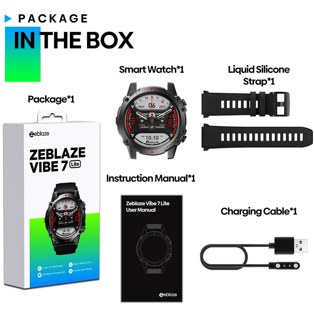 ZEBLAZE VIBE 7 Lite 1.47 Multi-Sport Bluetooth Call Smart Watch Multifunction Fitness Bracelet with Health Monitoring